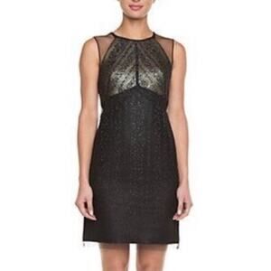 Phoebe Couture Sparkly Metallic Sheer Embellished Mesh Sleeveless Dress Size 6